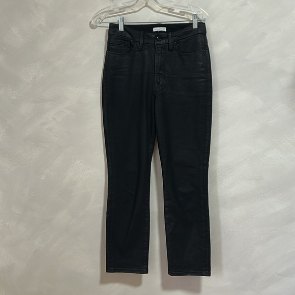 GOOD AMERICAN Good Classic Coated Straight Leg Jeans Size 4/27 - Picture 3 of 9